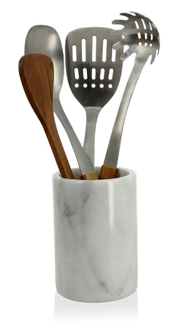 Ash White Marble Utensil Holder