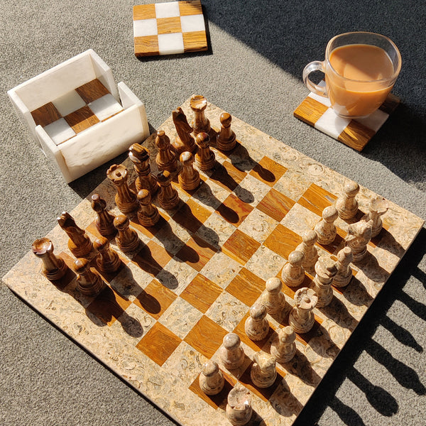 Marble Chess & Coasters Chic