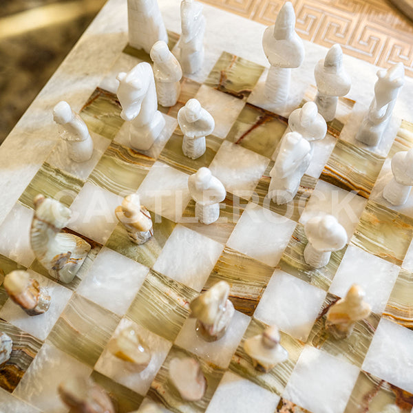 White & Onyx Marble Statue Chess Set (15x15)