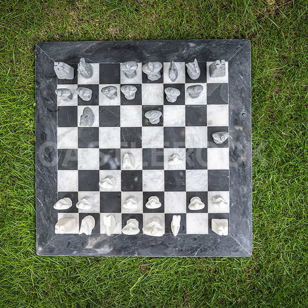 White & Black Matt Marble Statue Chess Set (15x15)
