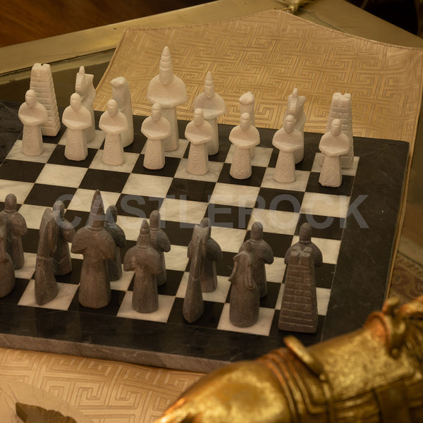 White & Black Matt Marble Statue Chess Set (15x15)