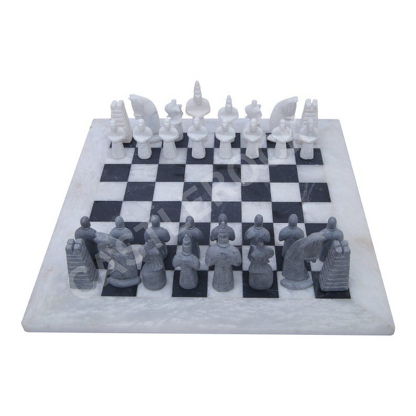 White & Black Matt Marble Statue Chess Set (15x15)