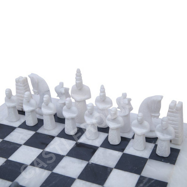 White & Black Matt Marble Statue Chess Set (15x15)