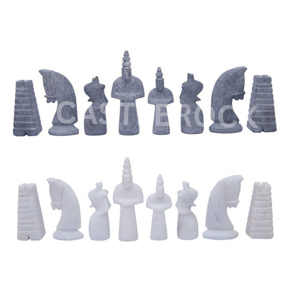 White & Black Matt Marble Statue Chess Set (15x15)