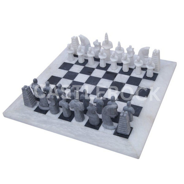 White & Black Matt Marble Statue Chess Set (15x15)