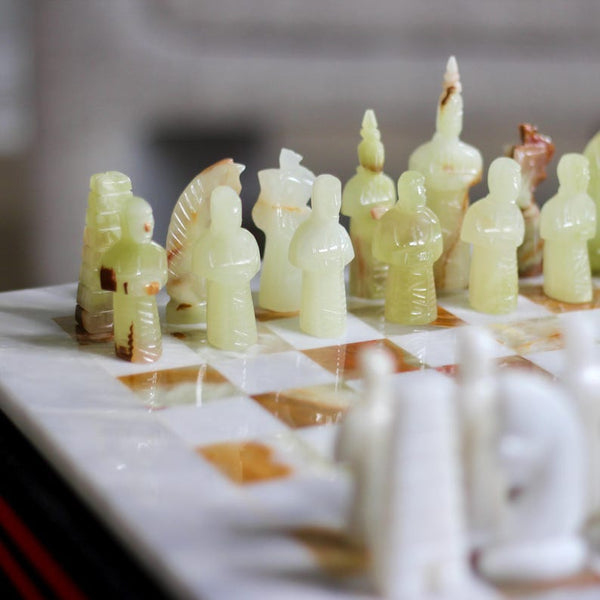 White & Onyx Marble Statue Chess Set (15x15)