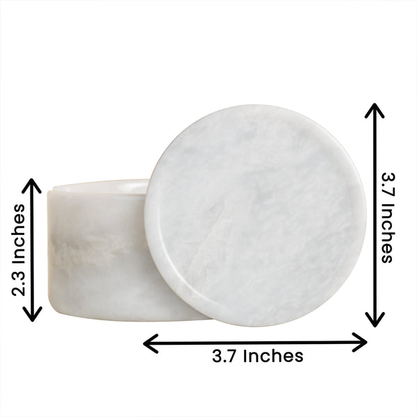 Marble Tea Coasters Round - White (Set of 6) - Castle Rock