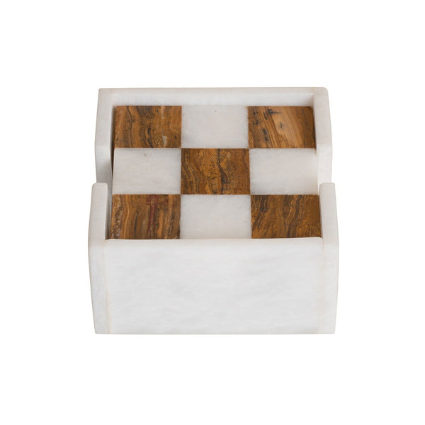 Marble Tea Coasters Square - Brown & White (Set of 6) - Castle Rock