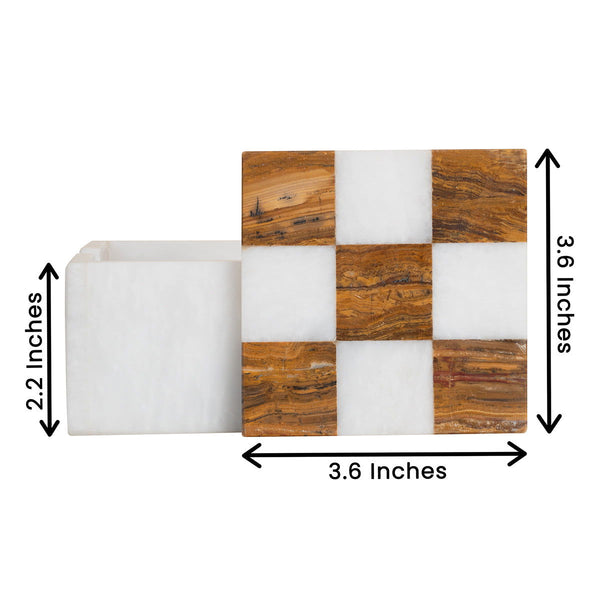 Marble Tea Coasters Square - Brown & White (Set of 6) - Castle Rock