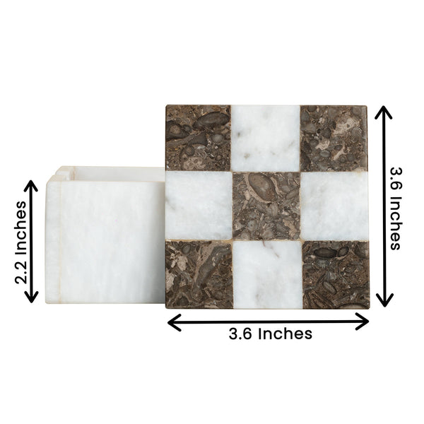 Marble Tea Coasters Square - Grey & White (Set of 6) - Castle Rock