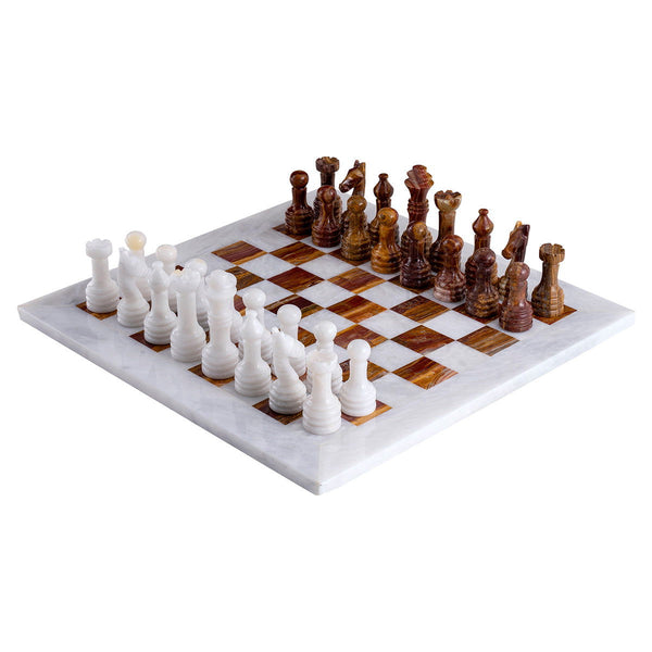 White & Driftwood Chess (12x12) - Castle Rock