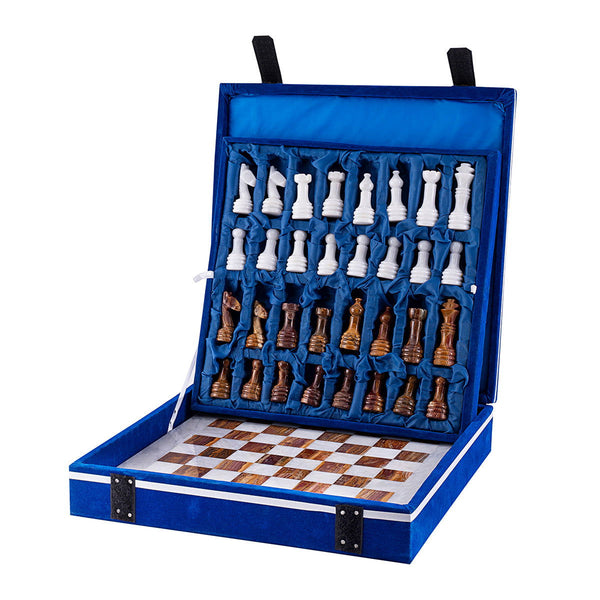 White & Driftwood Chess (12x12) - Castle Rock