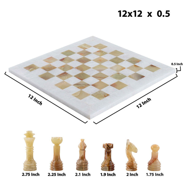 White & Onyx Chess (12x12) - Castle Rock
