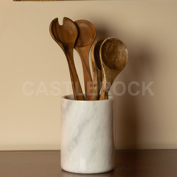 Ash White Marble Utensil Holder