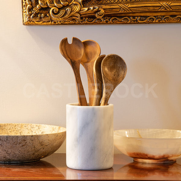 Ash White Marble Utensil Holder