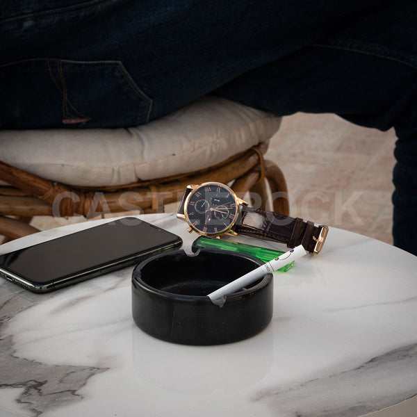 Ash Tray with Holder - Black