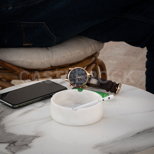 Ash Tray with Holder - White