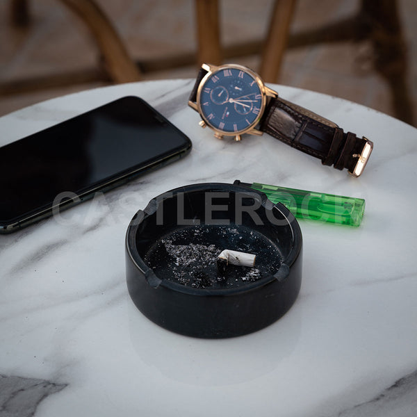 Ash Tray with Holder - Black