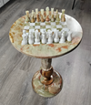 Green Onyx Chess Table with Chess Figures