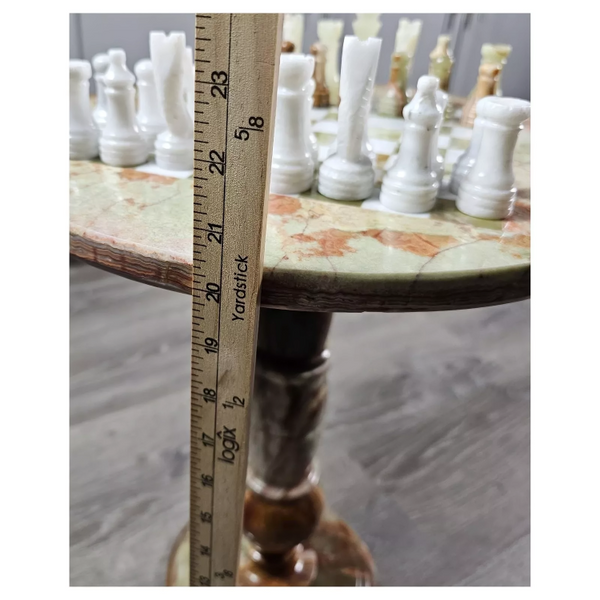 Green Onyx Chess Table with Chess Figures