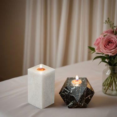 Candle Stand - Black & White (Pair of 2) - Castle Rock