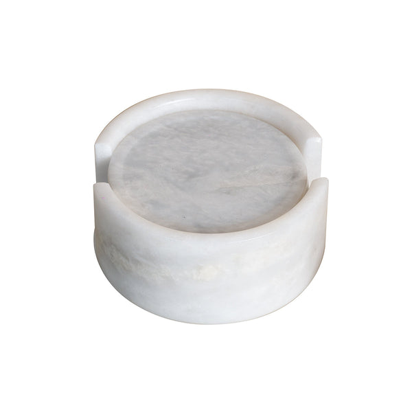 Marble Tea Coasters Round - White (Set of 6) - Castle Rock