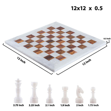 White & Driftwood Chess (12x12) - Castle Rock